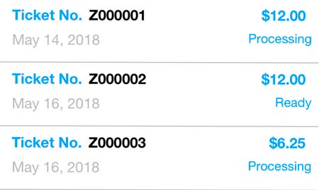 App history tickets